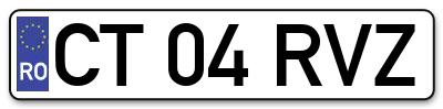 Placuta inmatriculare numar auto  CT-04-RVZ, CT 04 RVZ, CT04RVZ