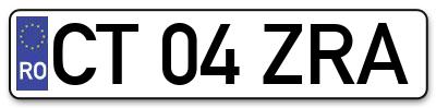 Placuta inmatriculare numar auto  CT-04-ZRA, CT 04 ZRA, CT04ZRA