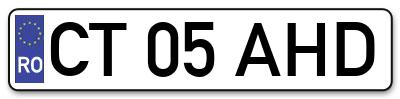 Placuta inmatriculare numar auto  CT-05-AHD, CT 05 AHD, CT05AHD
