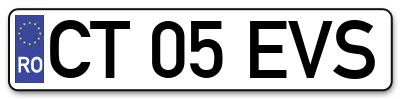 Placuta inmatriculare numar auto  CT-05-EVS, CT 05 EVS, CT05EVS
