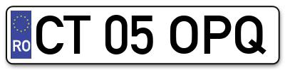 Placuta inmatriculare numar auto  CT-05-OPQ, CT 05 OPQ, CT05OPQ