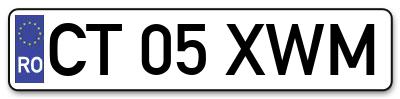 Placuta inmatriculare numar auto  CT-05-XWM, CT 05 XWM, CT05XWM