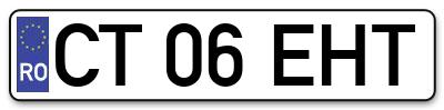 Placuta inmatriculare numar auto  CT-06-EHT, CT 06 EHT, CT06EHT