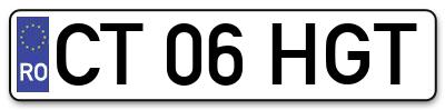 Placuta inmatriculare numar auto  CT-06-HGT, CT 06 HGT, CT06HGT