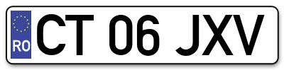 Placuta inmatriculare numar auto  CT-06-JXV, CT 06 JXV, CT06JXV