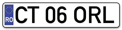 Placuta inmatriculare numar auto  CT-06-ORL, CT 06 ORL, CT06ORL