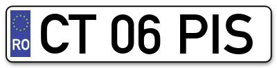 Placuta inmatriculare numar auto  CT-06-PIS, CT 06 PIS, CT06PIS