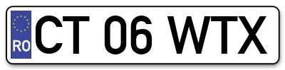 Placuta inmatriculare numar auto  CT-06-WTX, CT 06 WTX, CT06WTX