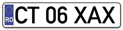 Placuta inmatriculare numar auto  CT-06-XAX, CT 06 XAX, CT06XAX