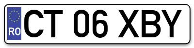 Placuta inmatriculare numar auto  CT-06-XBY, CT 06 XBY, CT06XBY