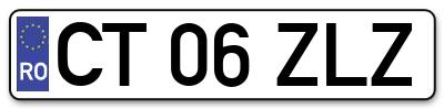 Placuta inmatriculare numar auto  CT-06-ZLZ, CT 06 ZLZ, CT06ZLZ