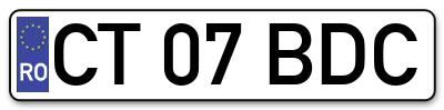 Placuta inmatriculare numar auto  CT-07-BDC, CT 07 BDC, CT07BDC