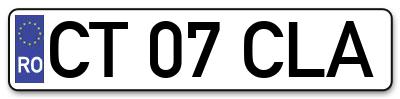 Placuta inmatriculare numar auto  CT-07-CLA, CT 07 CLA, CT07CLA