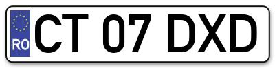 Placuta inmatriculare numar auto  CT-07-DXD, CT 07 DXD, CT07DXD