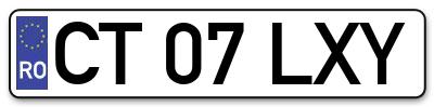 Placuta inmatriculare numar auto  CT-07-LXY, CT 07 LXY, CT07LXY