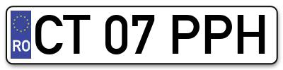 Placuta inmatriculare numar auto  CT-07-PPH, CT 07 PPH, CT07PPH