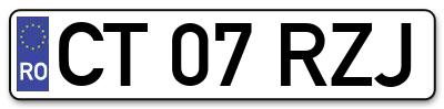 Placuta inmatriculare numar auto  CT-07-RZJ, CT 07 RZJ, CT07RZJ