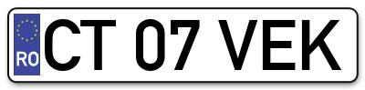 Placuta inmatriculare numar auto  CT-07-VEK, CT 07 VEK, CT07VEK