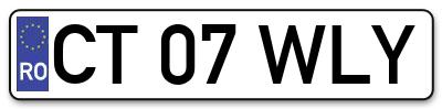 Placuta inmatriculare numar auto  CT-07-WLY, CT 07 WLY, CT07WLY