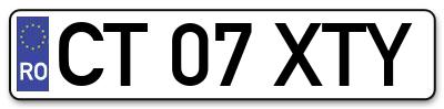 Placuta inmatriculare numar auto  CT-07-XTY, CT 07 XTY, CT07XTY