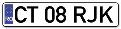 Placuta inmatriculare numar auto  CT-08-RJK, CT 08 RJK, CT08RJK