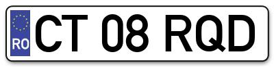 Placuta inmatriculare numar auto  CT-08-RQD, CT 08 RQD, CT08RQD