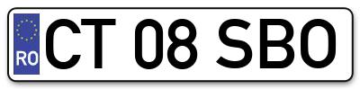 Placuta inmatriculare numar auto  CT-08-SBO, CT 08 SBO, CT08SBO