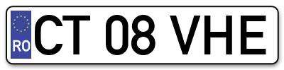 Placuta inmatriculare numar auto  CT-08-VHE, CT 08 VHE, CT08VHE