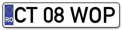Placuta inmatriculare numar auto  CT-08-WOP, CT 08 WOP, CT08WOP