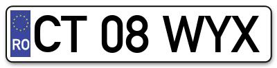Placuta inmatriculare numar auto  CT-08-WYX, CT 08 WYX, CT08WYX