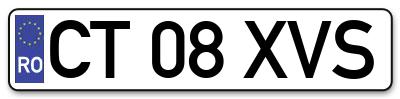 Placuta inmatriculare numar auto  CT-08-XVS, CT 08 XVS, CT08XVS