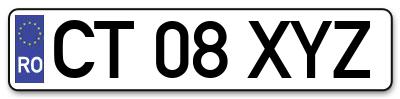 Placuta inmatriculare numar auto  CT-08-XYZ, CT 08 XYZ, CT08XYZ