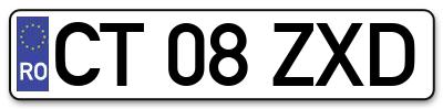 Placuta inmatriculare numar auto  CT-08-ZXD, CT 08 ZXD, CT08ZXD