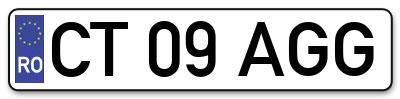 Placuta inmatriculare numar auto  CT-09-AGG, CT 09 AGG, CT09AGG