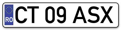 Placuta inmatriculare numar auto  CT-09-ASX, CT 09 ASX, CT09ASX