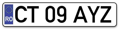 Placuta inmatriculare numar auto  CT-09-AYZ, CT 09 AYZ, CT09AYZ