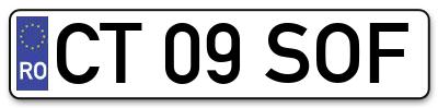 Placuta inmatriculare numar auto  CT-09-SOF, CT 09 SOF, CT09SOF