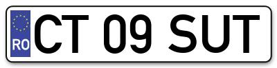 Placuta inmatriculare numar auto  CT-09-SUT, CT 09 SUT, CT09SUT