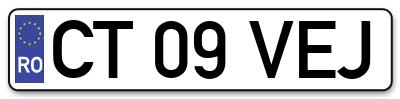 Placuta inmatriculare numar auto  CT-09-VEJ, CT 09 VEJ, CT09VEJ
