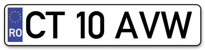 Placuta inmatriculare numar auto  CT-10-AVW, CT 10 AVW, CT10AVW