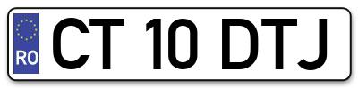 Placuta inmatriculare numar auto  CT-10-DTJ, CT 10 DTJ, CT10DTJ