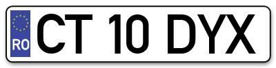 Placuta inmatriculare numar auto  CT-10-DYX, CT 10 DYX, CT10DYX