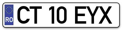 Placuta inmatriculare numar auto  CT-10-EYX, CT 10 EYX, CT10EYX