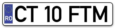 Placuta inmatriculare numar auto  CT-10-FTM, CT 10 FTM, CT10FTM