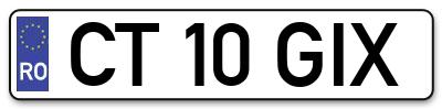 Placuta inmatriculare numar auto  CT-10-GIX, CT 10 GIX, CT10GIX
