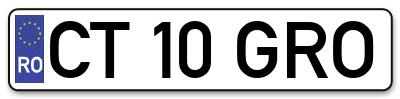 Placuta inmatriculare numar auto  CT-10-GRO, CT 10 GRO, CT10GRO