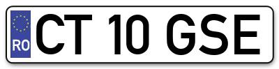 Placuta inmatriculare numar auto  CT-10-GSE, CT 10 GSE, CT10GSE