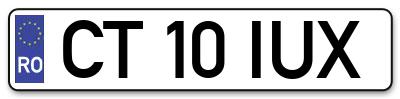 Placuta inmatriculare numar auto  CT-10-IUX, CT 10 IUX, CT10IUX