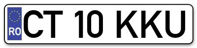 Placuta inmatriculare numar auto  CT-10-KKU, CT 10 KKU, CT10KKU