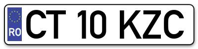 Placuta inmatriculare numar auto  CT-10-KZC, CT 10 KZC, CT10KZC
